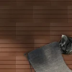 Brown composite decking in staggered layout