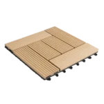 Interlocking WPC deck tile in light brown.