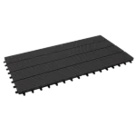 Perspective view of a black WPC decking tile