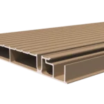 Tan ribbed decking board with screw channel