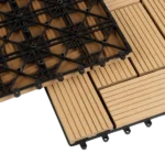 Underside view of decking tile showing plastic grid.